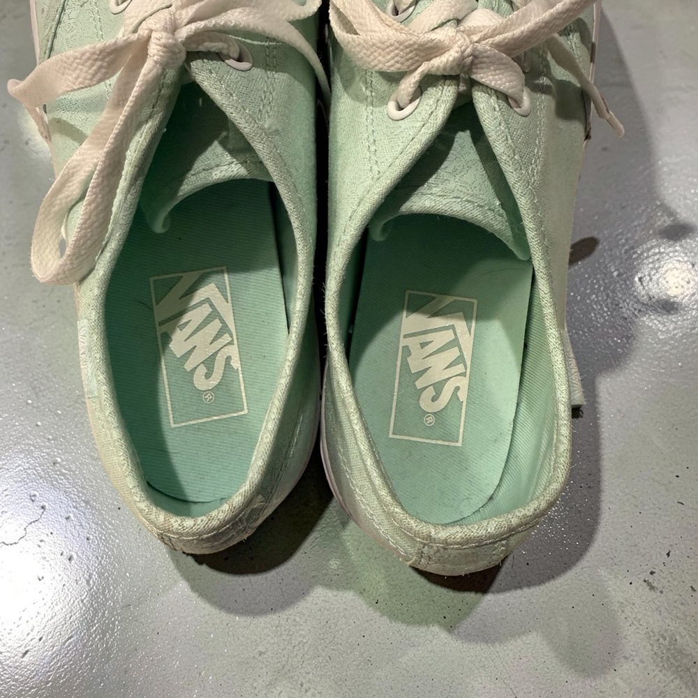 Vans Authentic Mint Seafoam Floral Embossed Canvas Sneakers Womens 9 EUR 40 - Picture 6 of 8